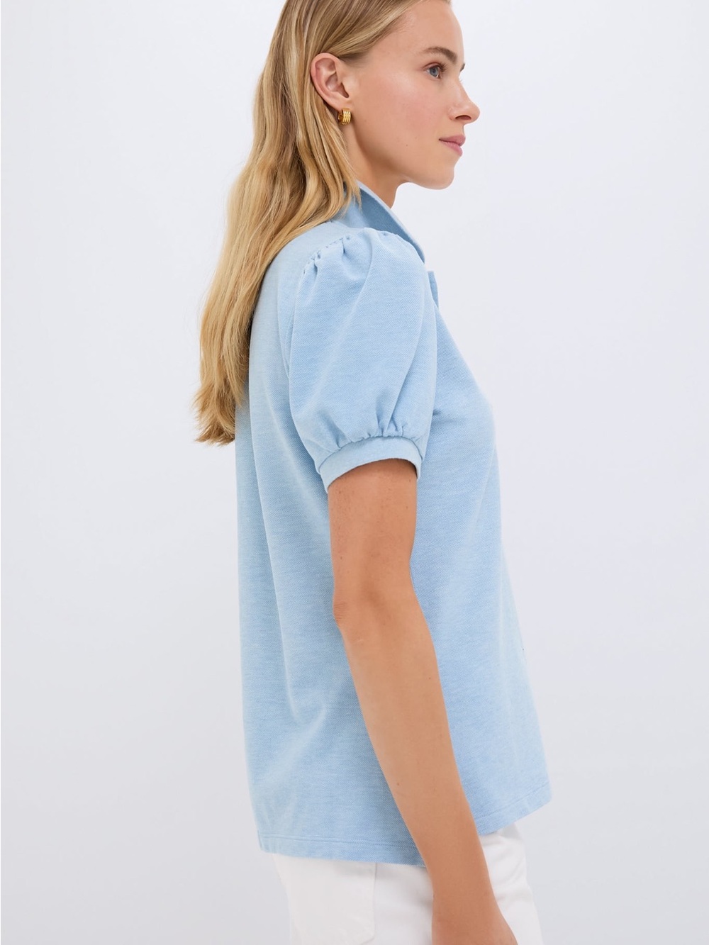 Tuckernuck Light Blue Puff-Sleeve Polo Top - Picture 2 of 6
